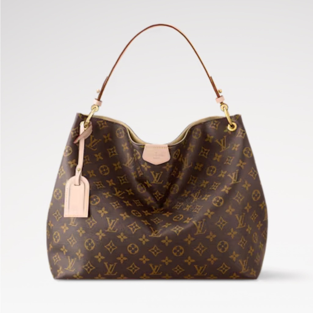 Louis Vuitton Brown Monogram Canvas Shoulder Bag with Pink Trim